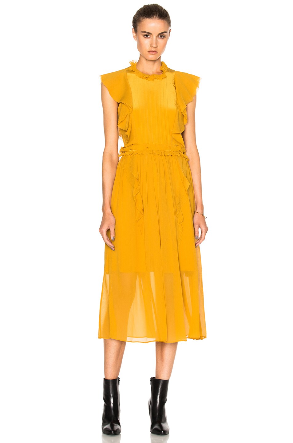 Image 1 of Marissa Webb Florence Silk Dress in Marigold