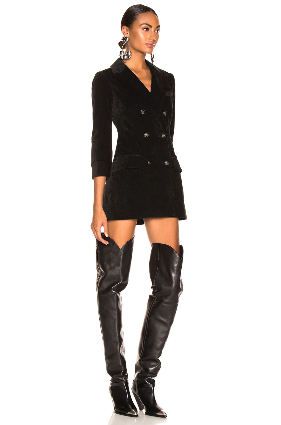 Marissa Webb Wilder Cord Mini Blazer Dress in Black | FWRD