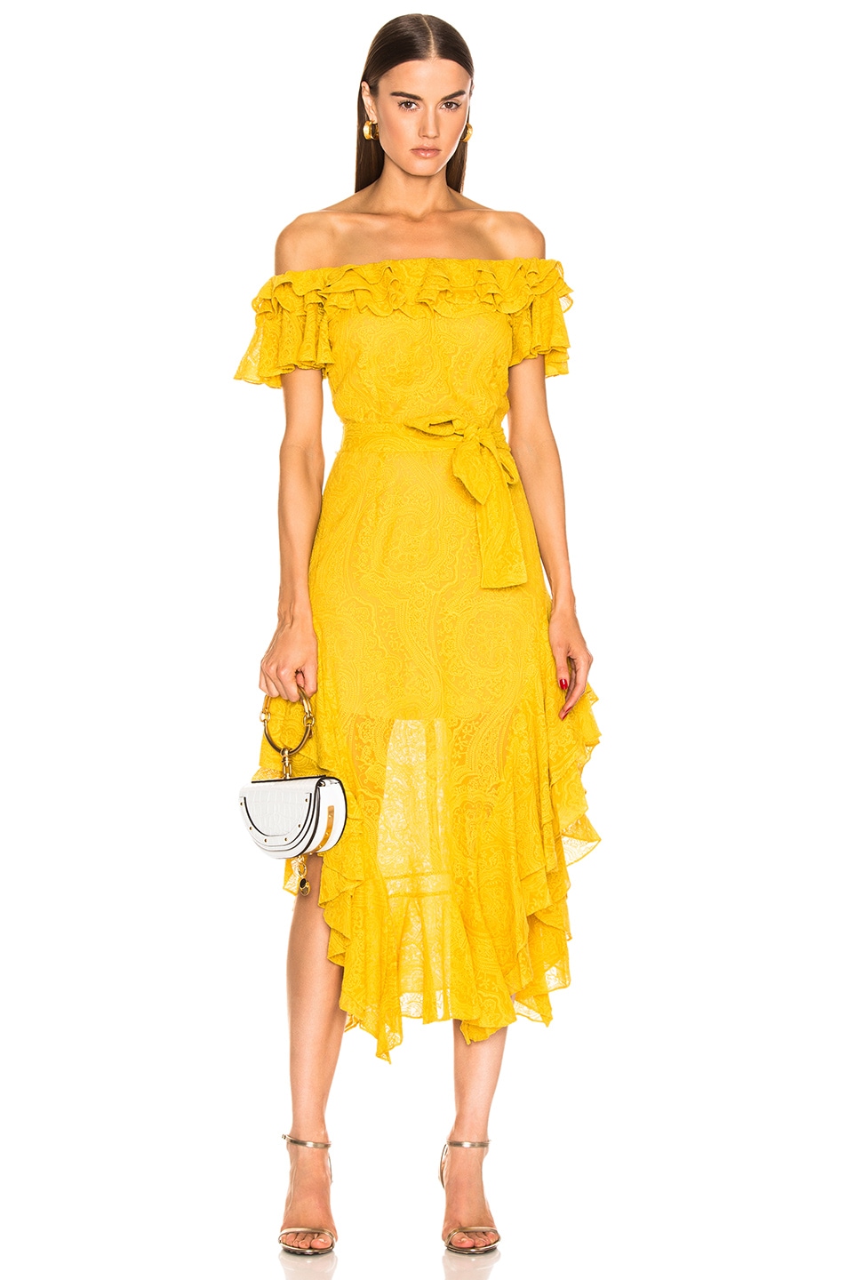 Image 1 of Marissa Webb Sofia Embroidered Dress in Saffron Yellow