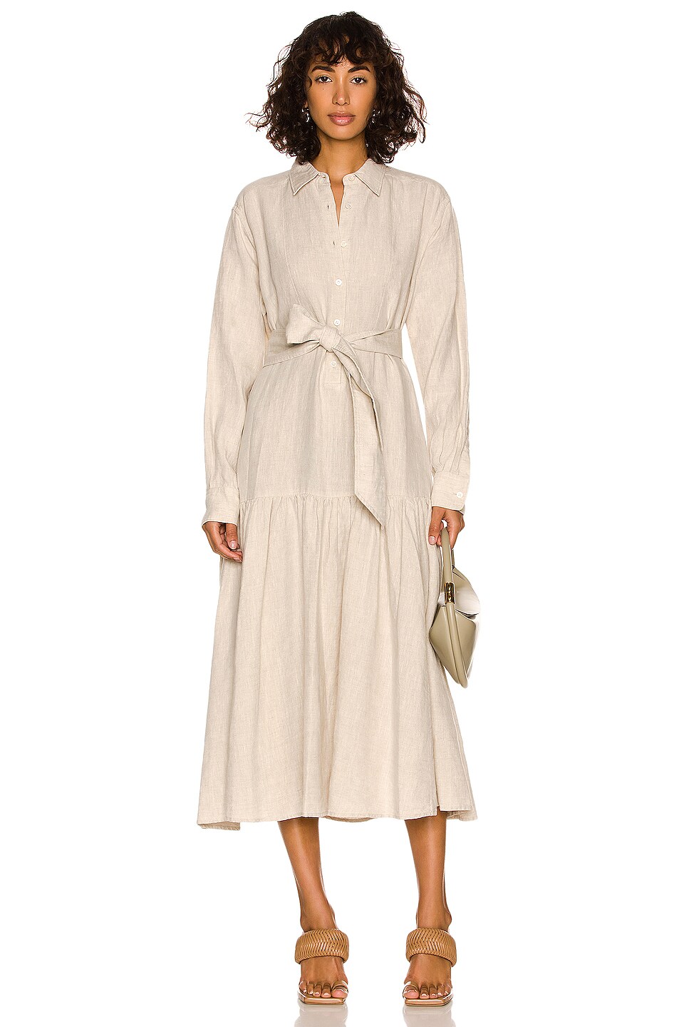 Image 1 of Marissa Webb Layne Linen Tuxedo Dress in Flax