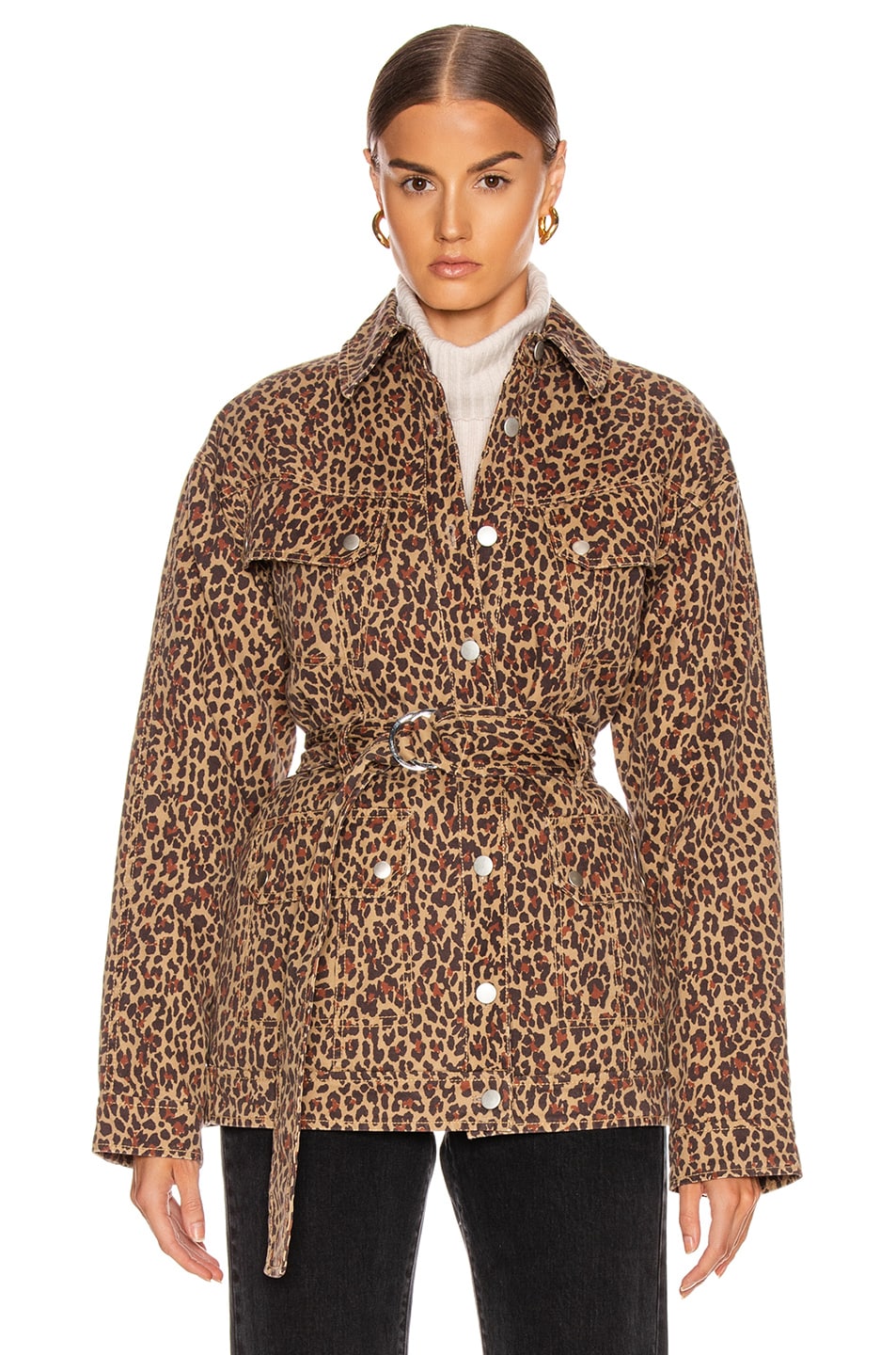 Image 1 of Marissa Webb Ellery Print Anorak Jacket in Khaki Leopard