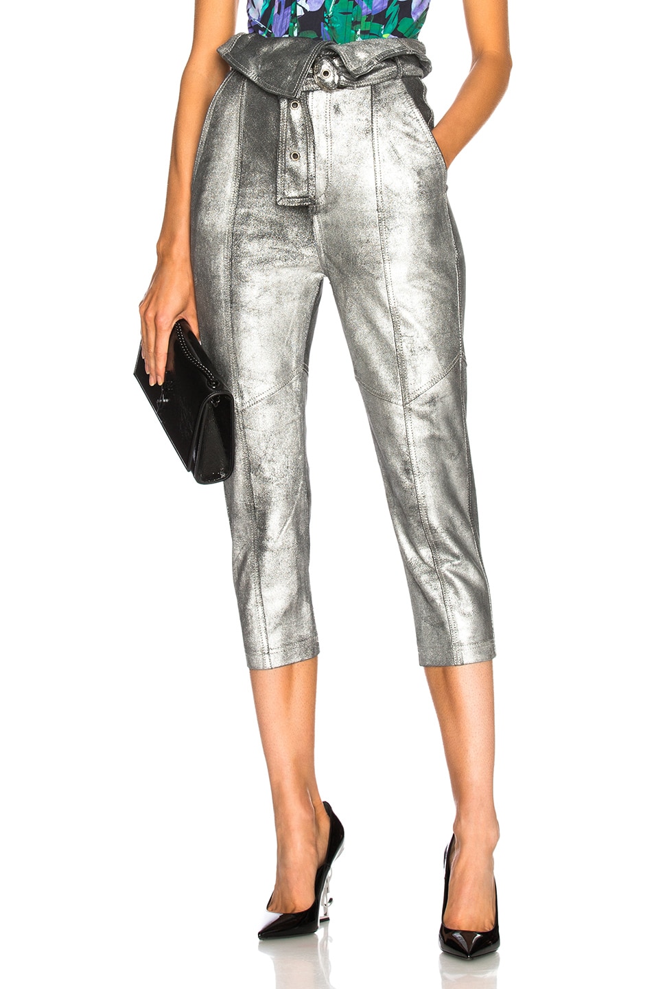 Image 1 of Marissa Webb Anniston Leather Pant in Washed Silver
