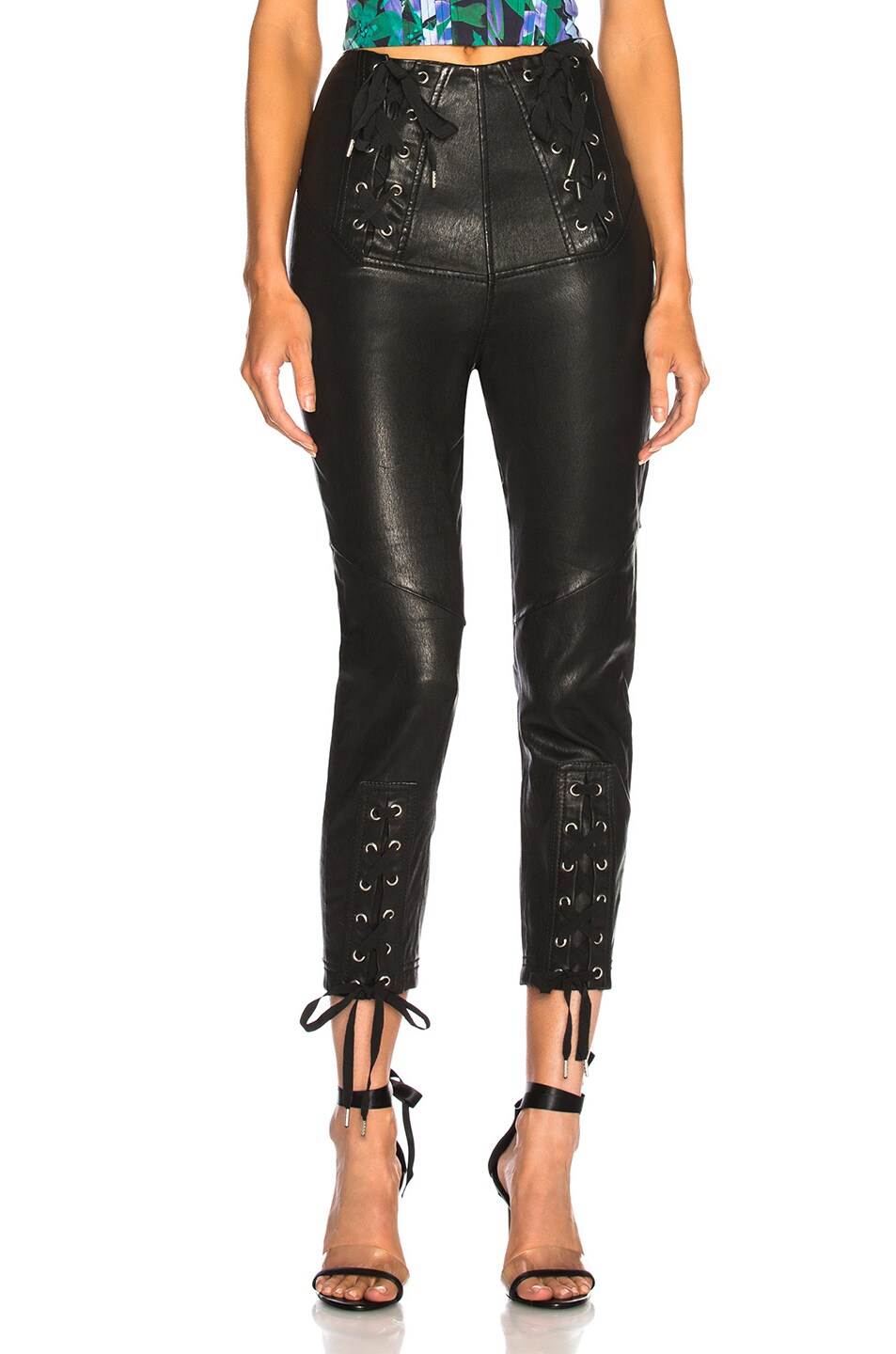 Image 1 of Marissa Webb Nilda Leather Lace Up Pant in Black