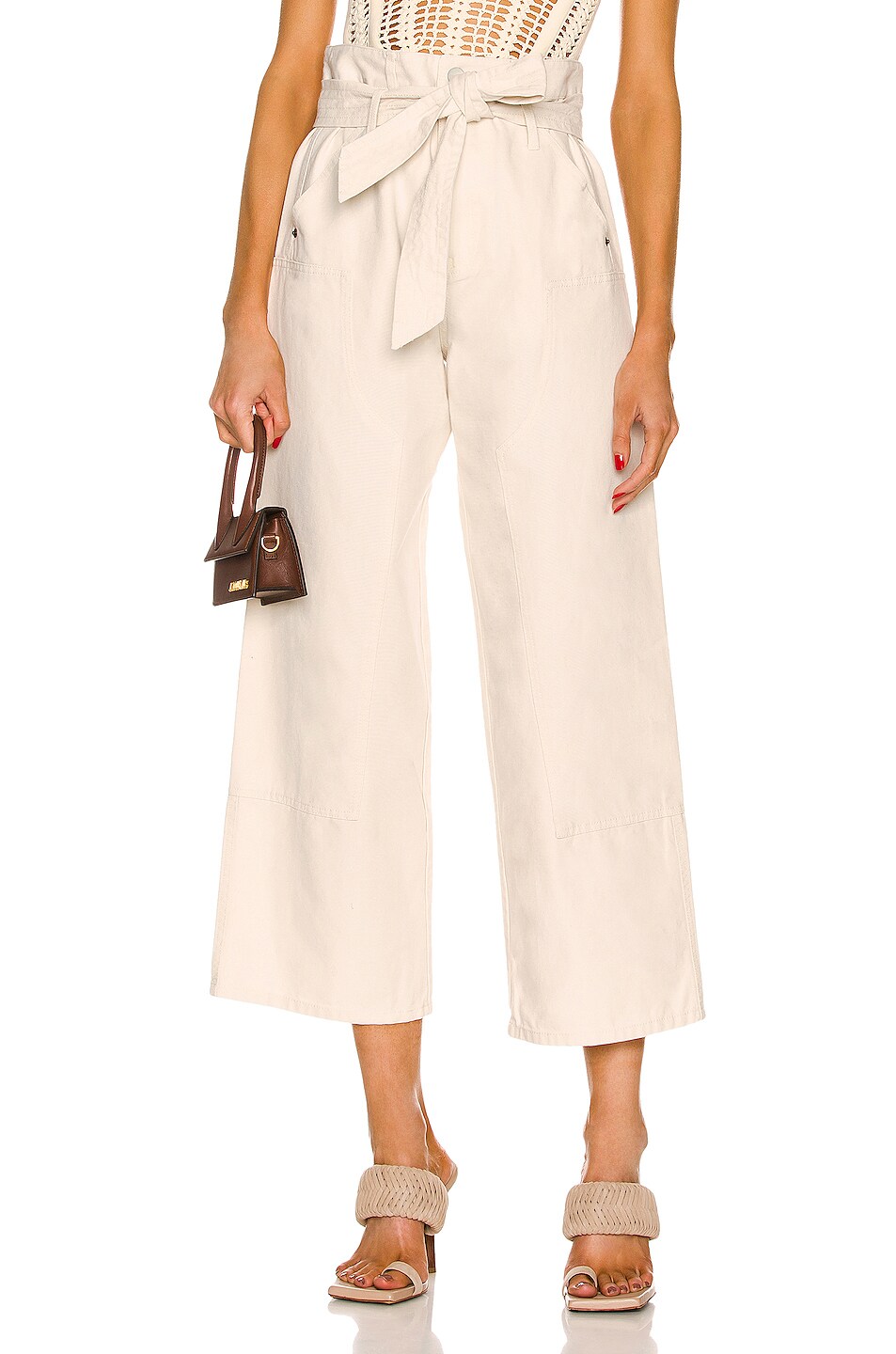 Image 1 of Marissa Webb Bo Paper Bag Canvas Patched Boyfriend Pant in Oat