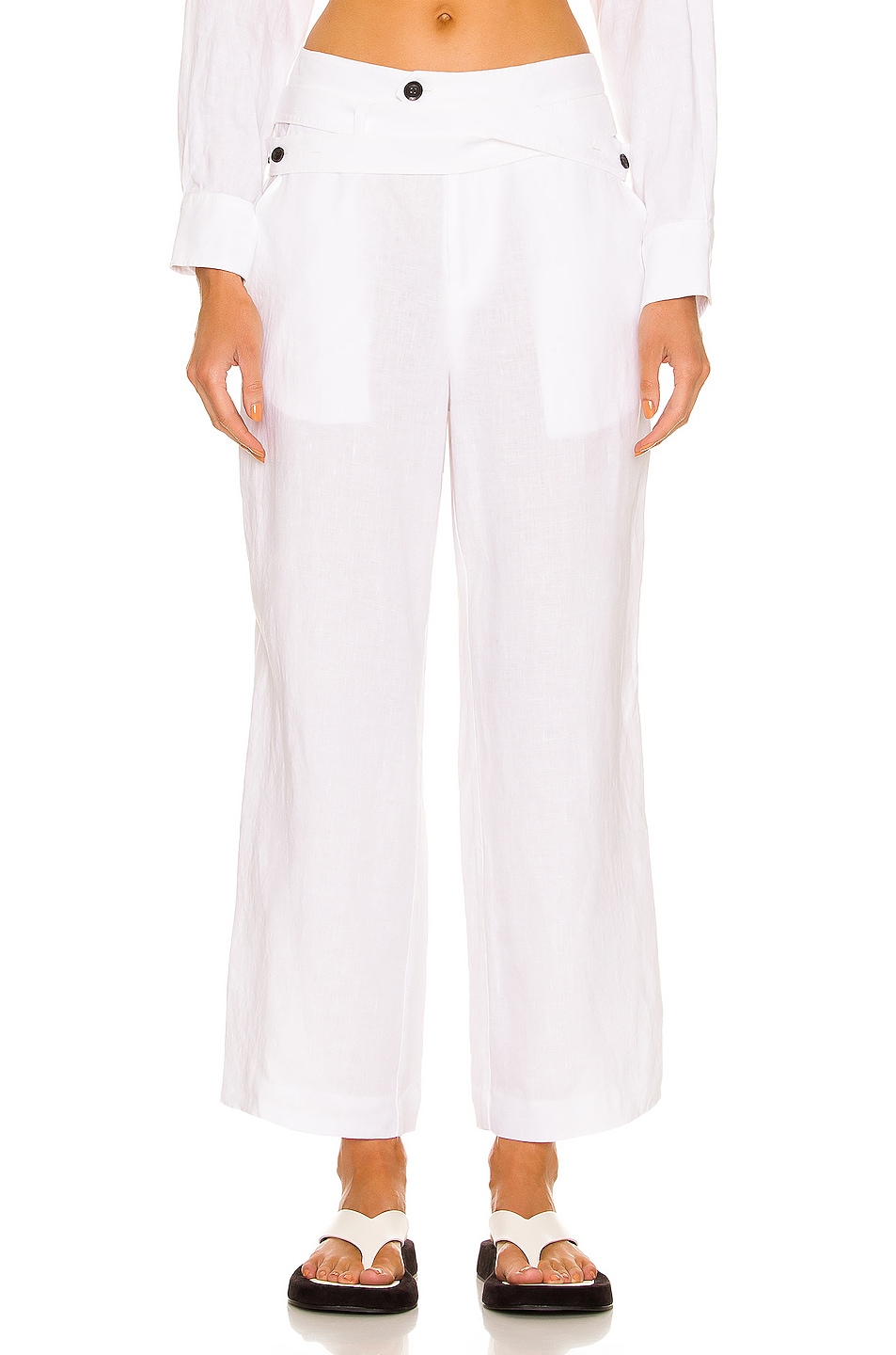 Image 1 of Marissa Webb Artie Linen Wrap Pant in Linen White