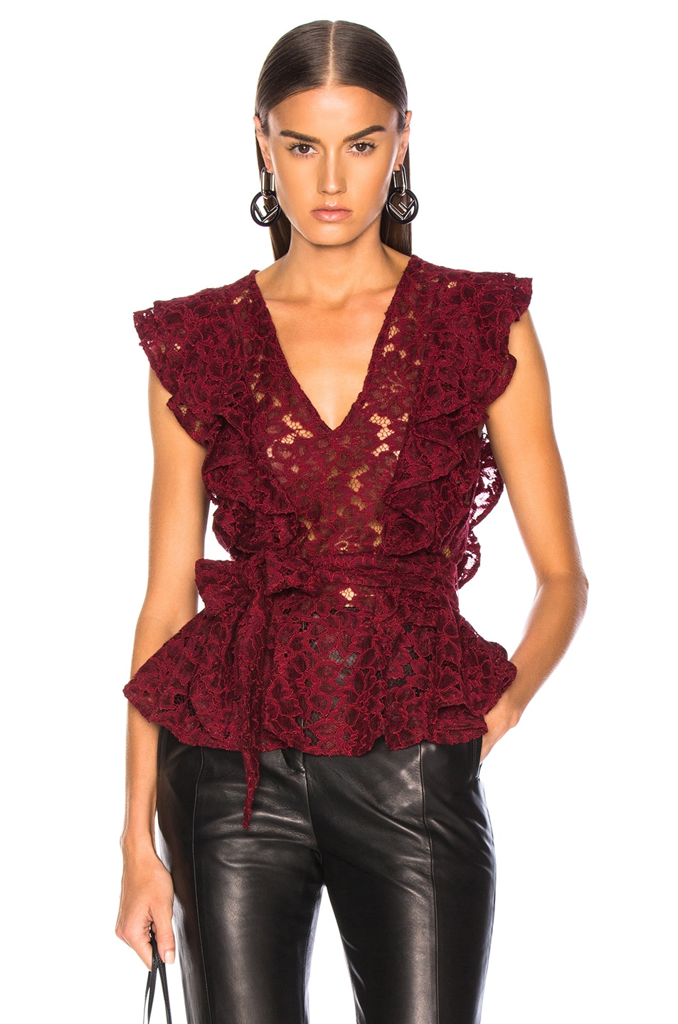 Image 1 of Marissa Webb Corrine Lace Blouse in Ruby