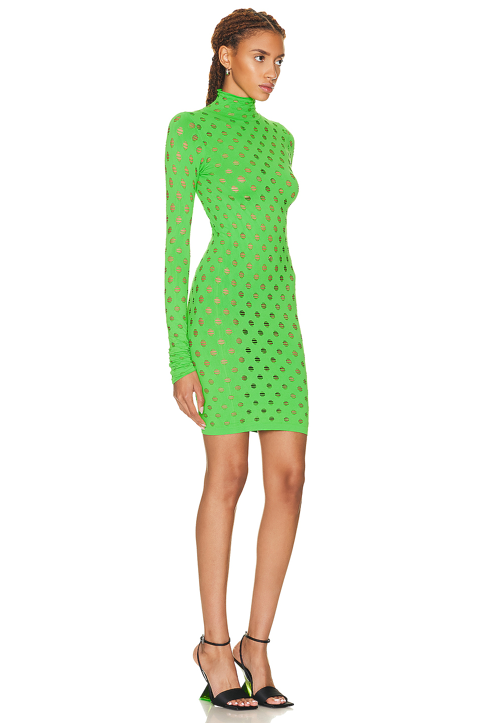 Maisie Wilen Perforated Turtleneck Dress in Chartreuse | FWRD