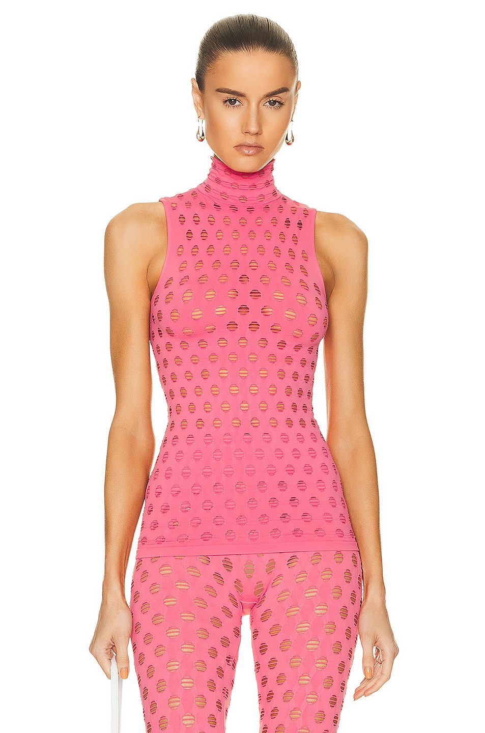 Image 1 of Maisie Wilen Sleeveless Perforated Turtleneck in Pink
