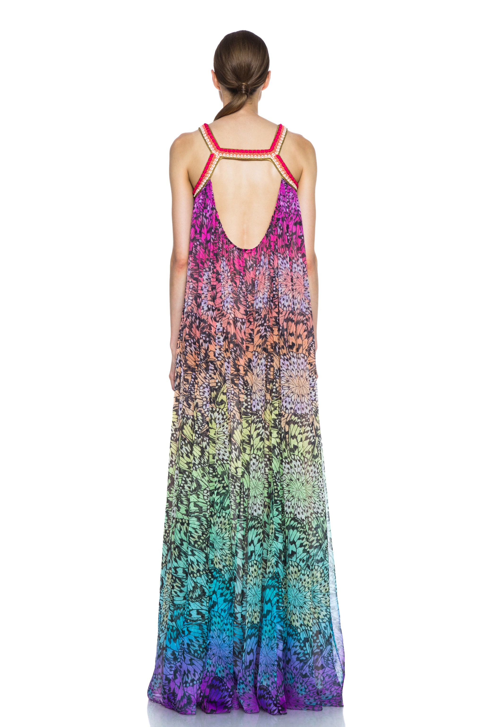 Matthew Williamson Butterfly Mousseline Embroidered Silk Gown in