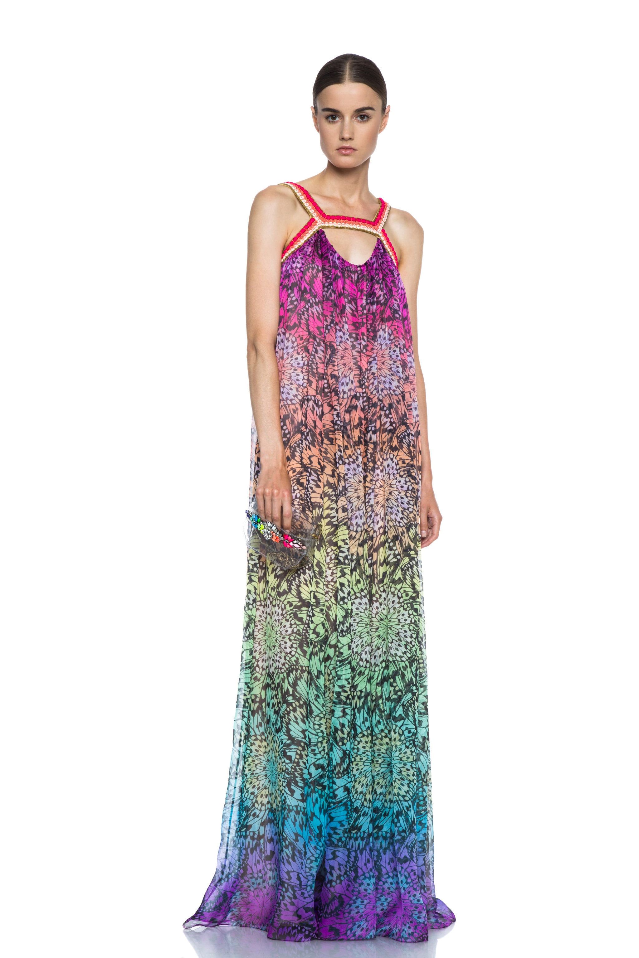 Matthew Williamson Butterfly Mousseline Embroidered Silk Gown in