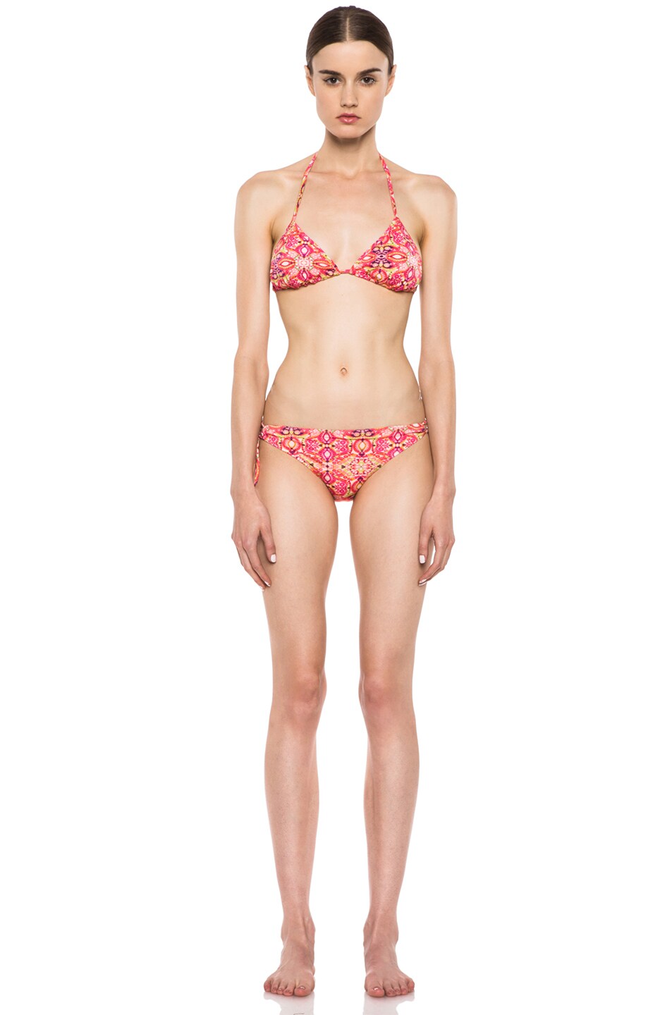 Image 1 of Matthew Williamson Tula Lace Poly-Blend Triangle Bikini in Pink