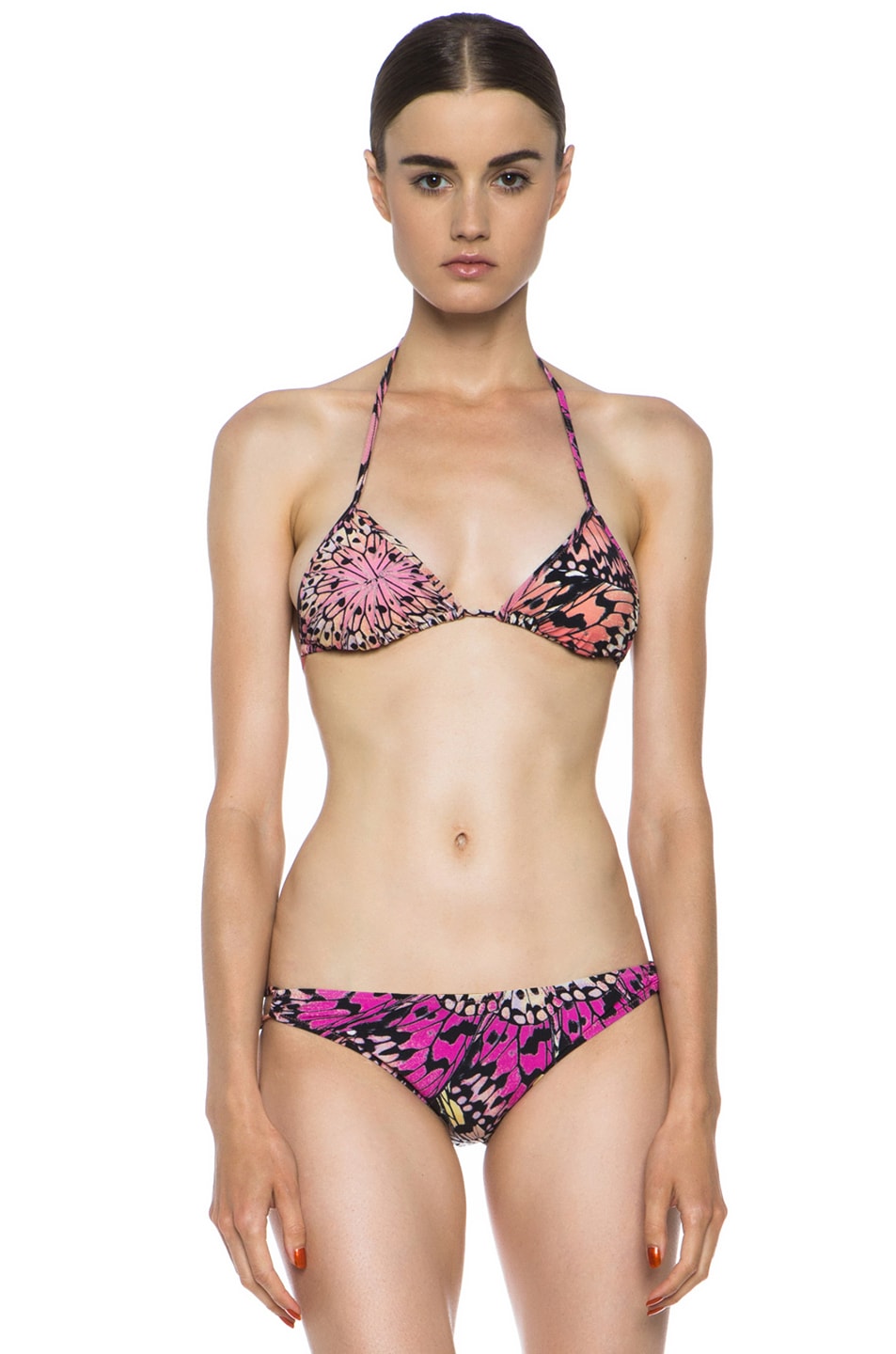 Image 1 of Matthew Williamson Ombre Butterfly Poly-Blend Triangle Bikini in Red