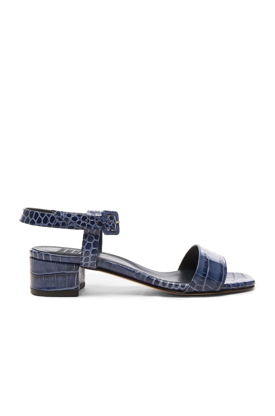 Image 1 of Maryam Nassir Zadeh Embossed Leather Sophie Sandals in Navy Faux Croc