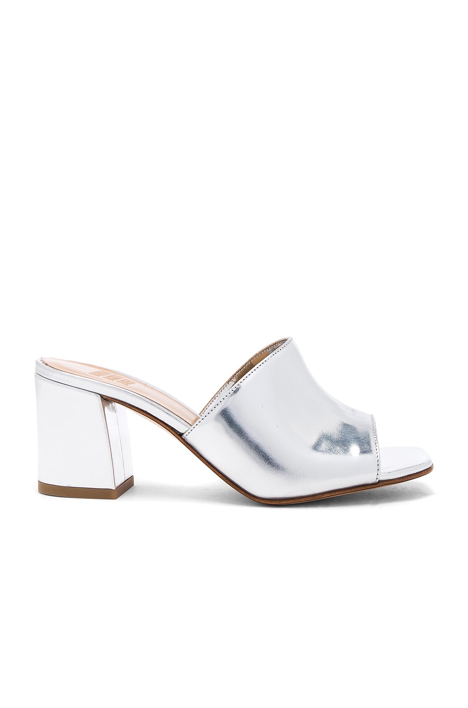 Image 1 of Maryam Nassir Zadeh Leather Mar Mules in Silver Metallic