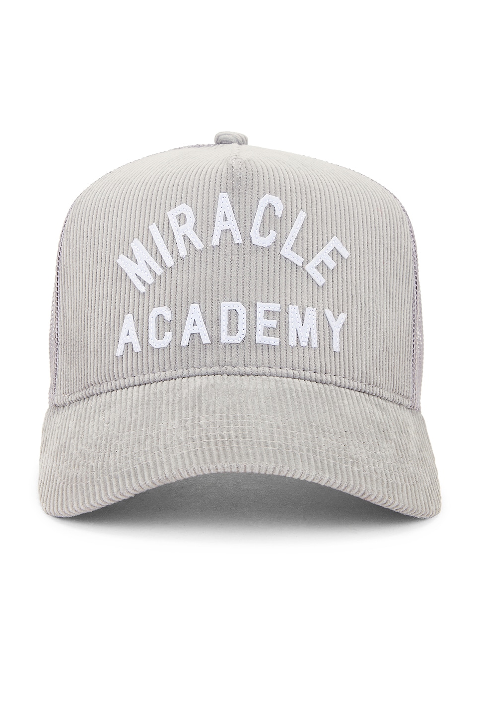 Miracle Academy Corduroy Trucker Hat in Light Grey