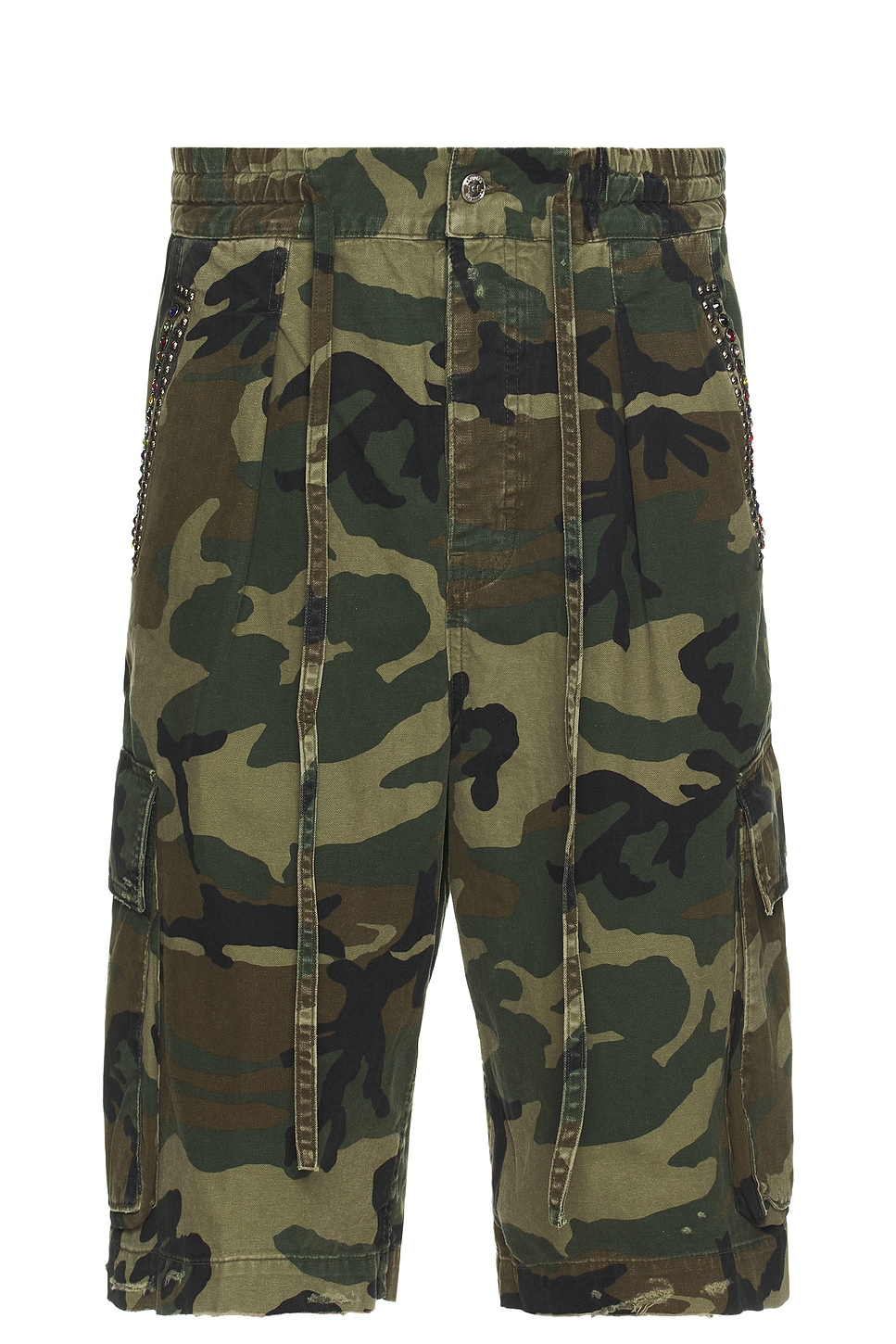 Pleated Cargo Shorts in Army