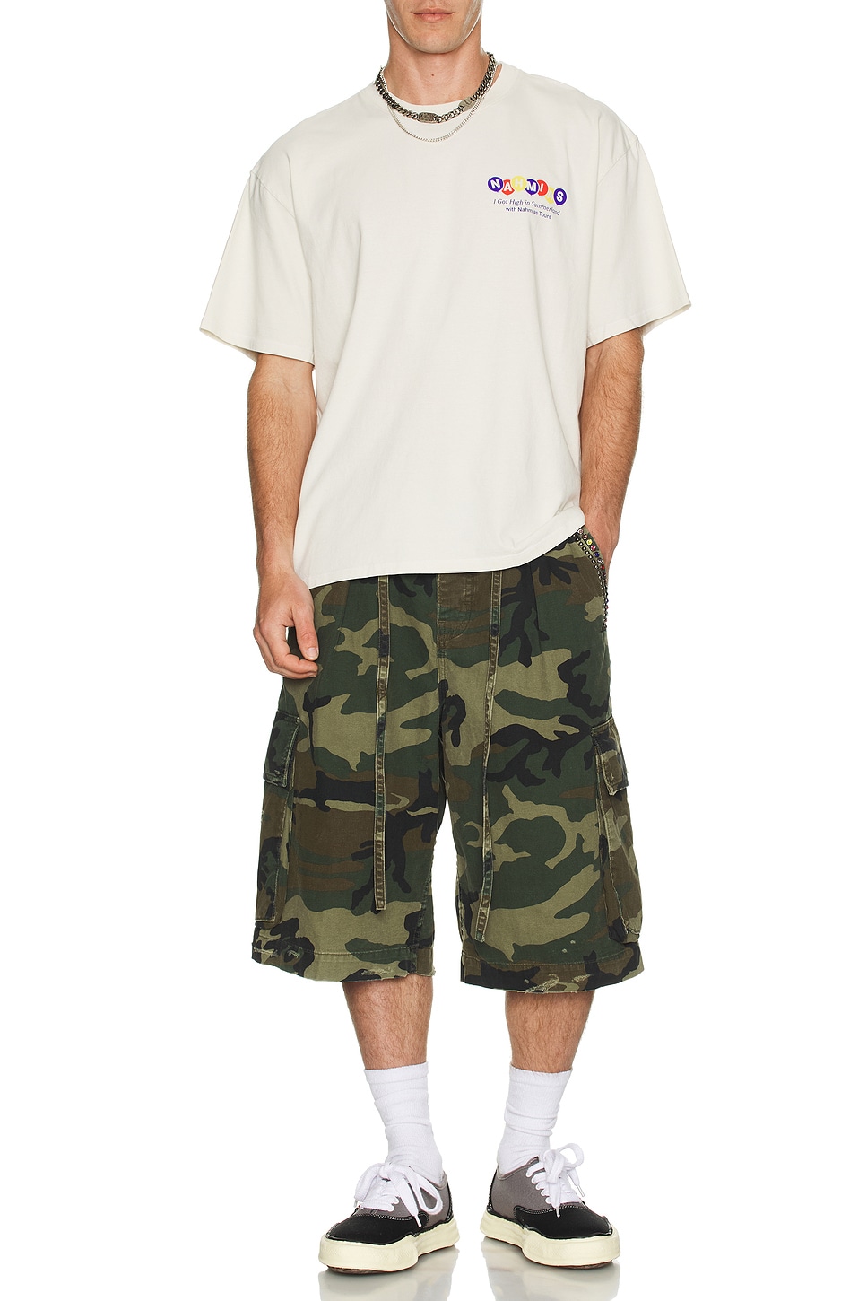 Image 1 of Nahmias Pleated Cargo Shorts in Camo