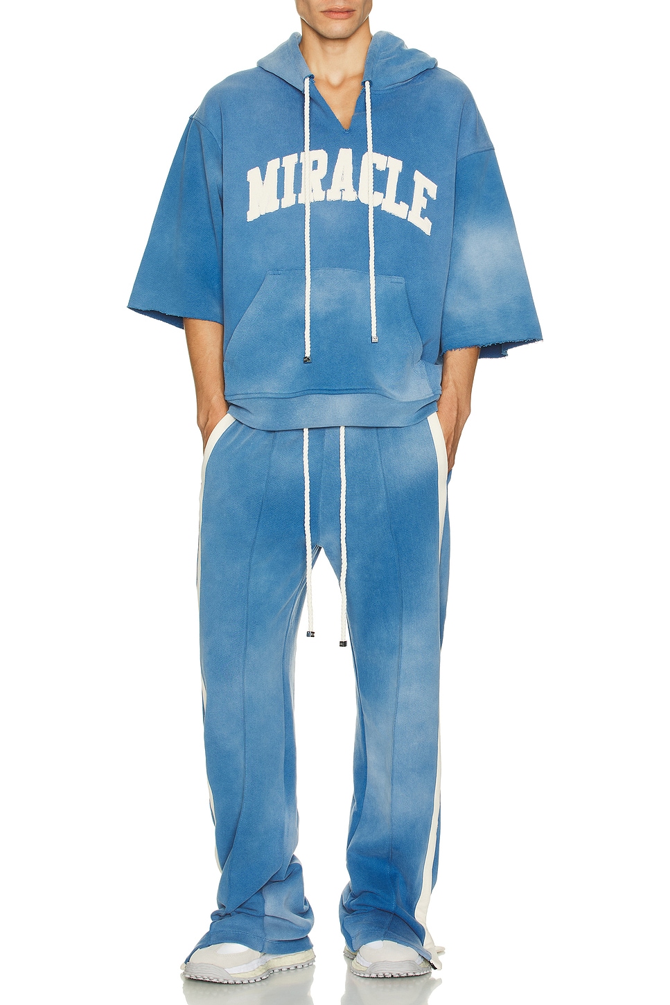 Image 1 of Nahmias Miracle Cut Off Hoodie in Worn Blue