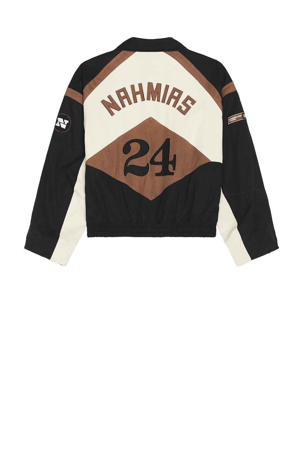Image 1 of Nahmias Canvas Moto Bomber in Black & Brown