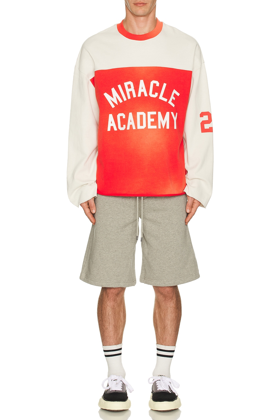 Image 1 of Nahmias Miracle Academy Varsity Long Sleeve T-Shirt in Sunfade Cherry