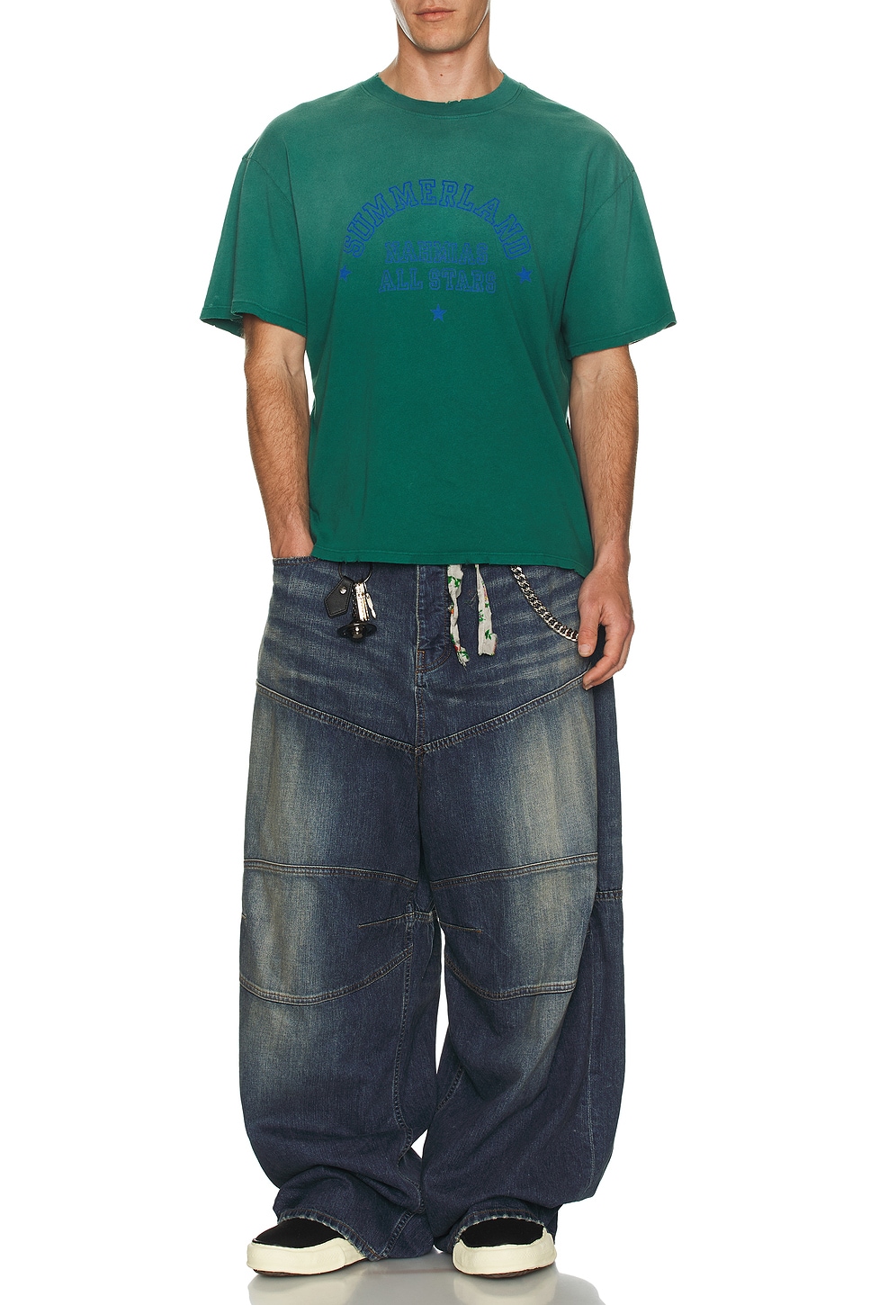 Image 1 of Nahmias Summerland All Stars Boxy T-Shirt in Worn Green