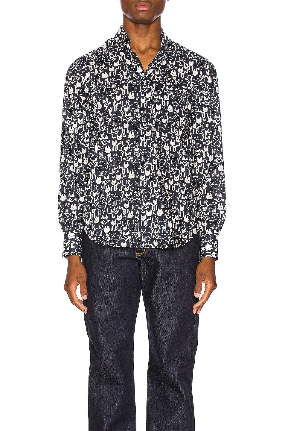 Image 1 of Naked & Famous Denim Easy Shirt in Cats Strokes