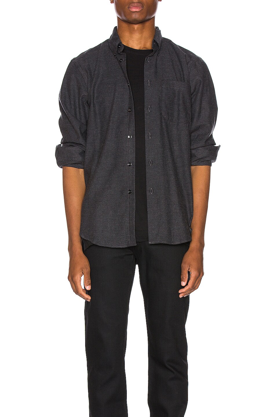 Image 1 of Naked & Famous Denim Easy Shirt in Charcoal Classic Flannel