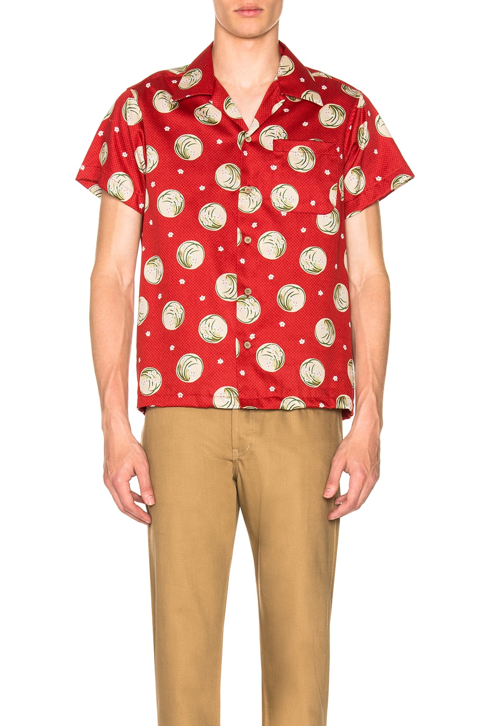 Image 1 of Naked & Famous Denim Japanese Springtime Aloha Shirt in Red
