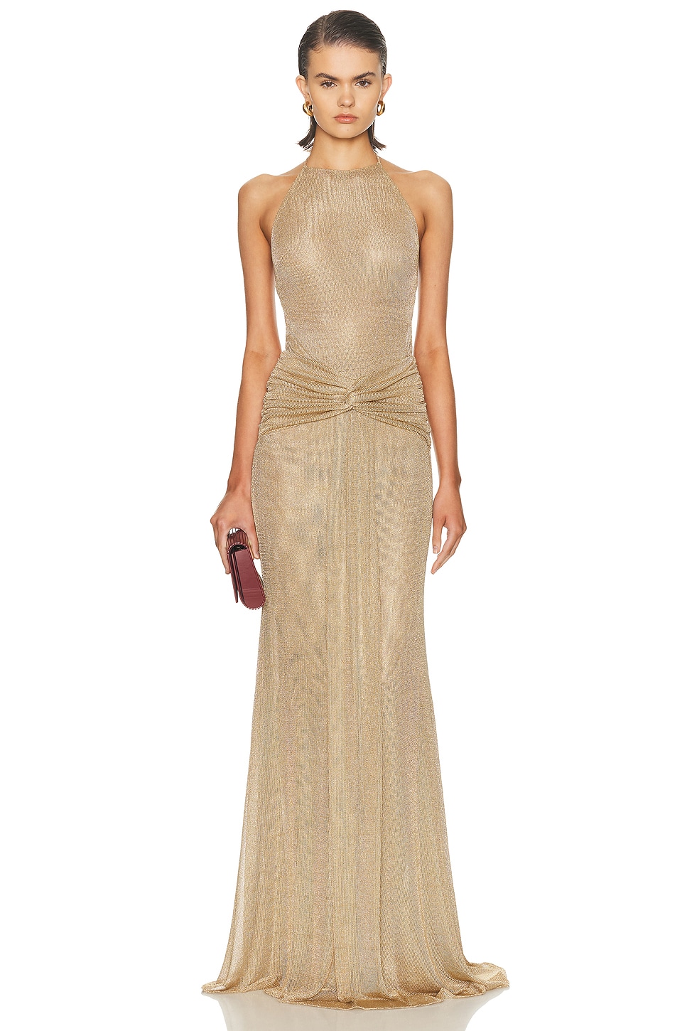 Image 1 of The New Arrivals by Ilkyaz Ozel Euphorie Metallic Knit Dress in Sable Dafrique