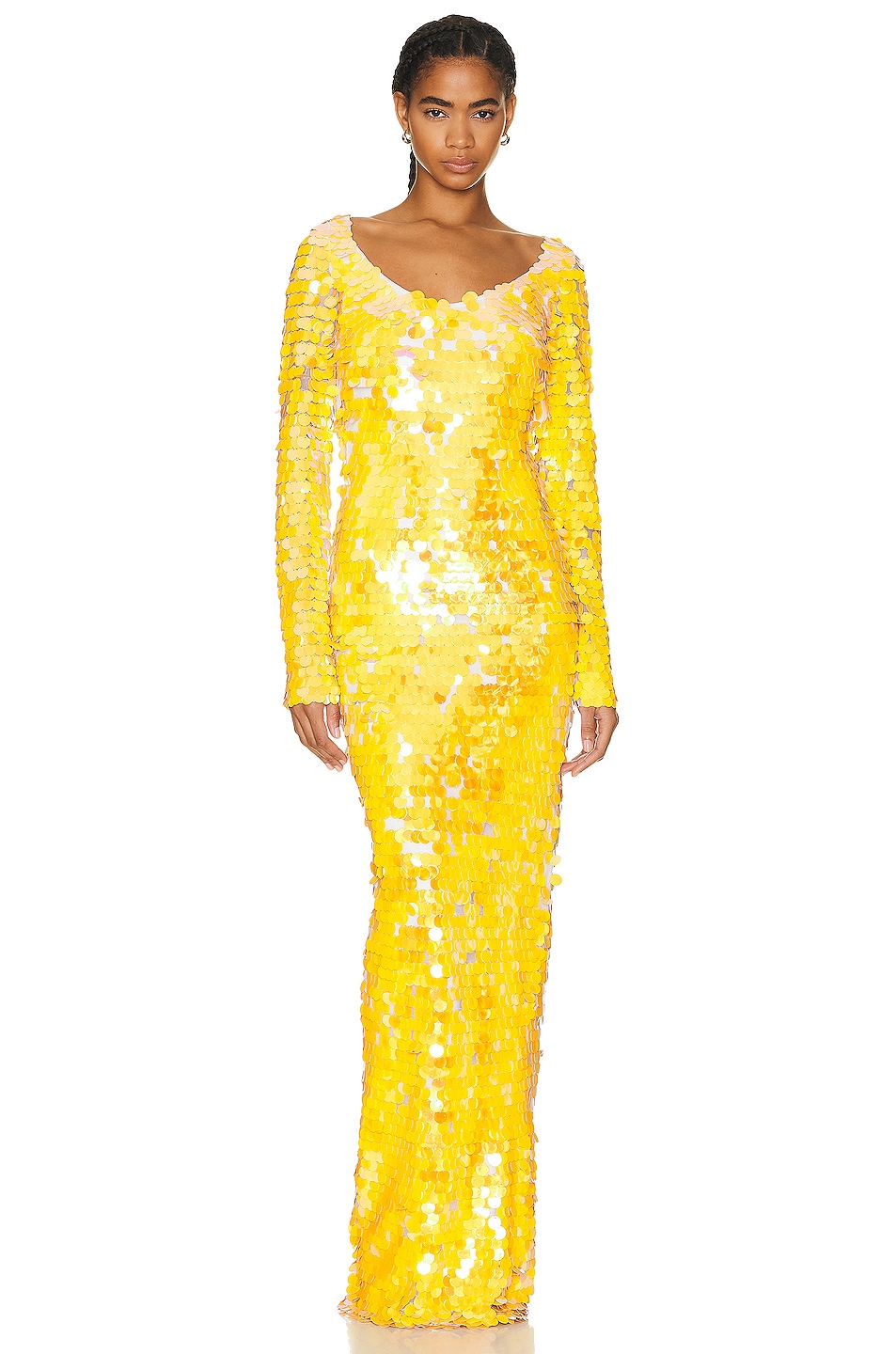Image 1 of The New Arrivals by Ilkyaz Ozel Sequin Maxi Dress in Mandarin