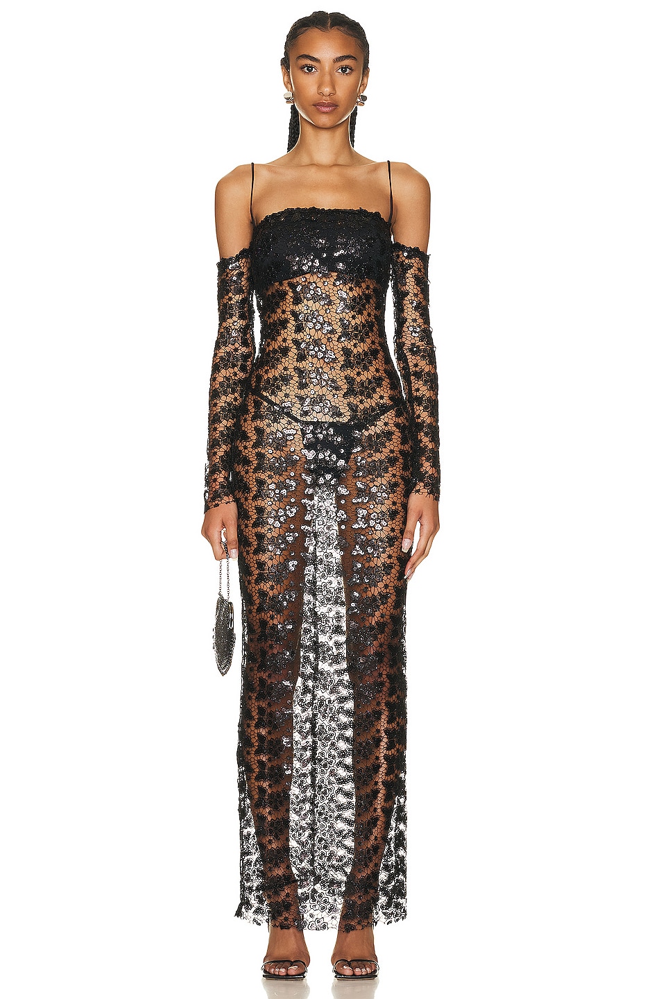 Image 1 of The New Arrivals by Ilkyaz Ozel Off Shoulder Lace Dress in Black