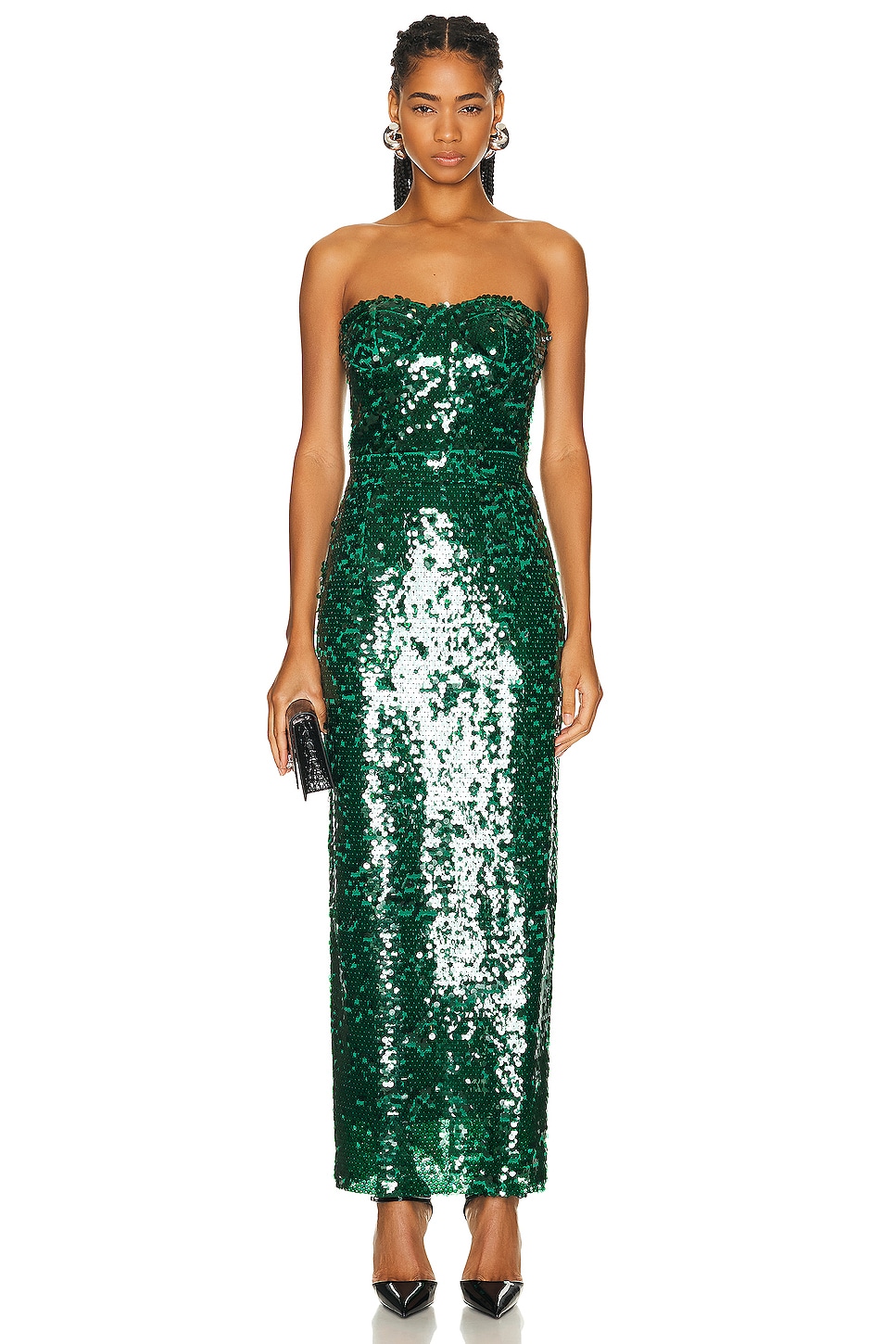 Image 1 of The New Arrivals by Ilkyaz Ozel Monique Strapless Dress in Vert Obscure