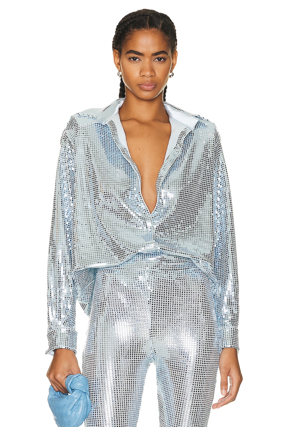 Image 1 of The New Arrivals by Ilkyaz Ozel Colette Shirt in Blue Sequin