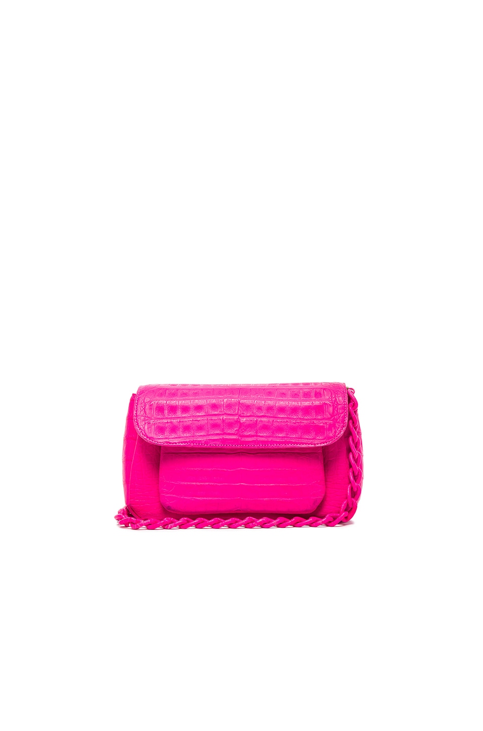 Image 1 of Nancy Gonzalez Crocodile Chain Shoulder Bag in Neon Pink