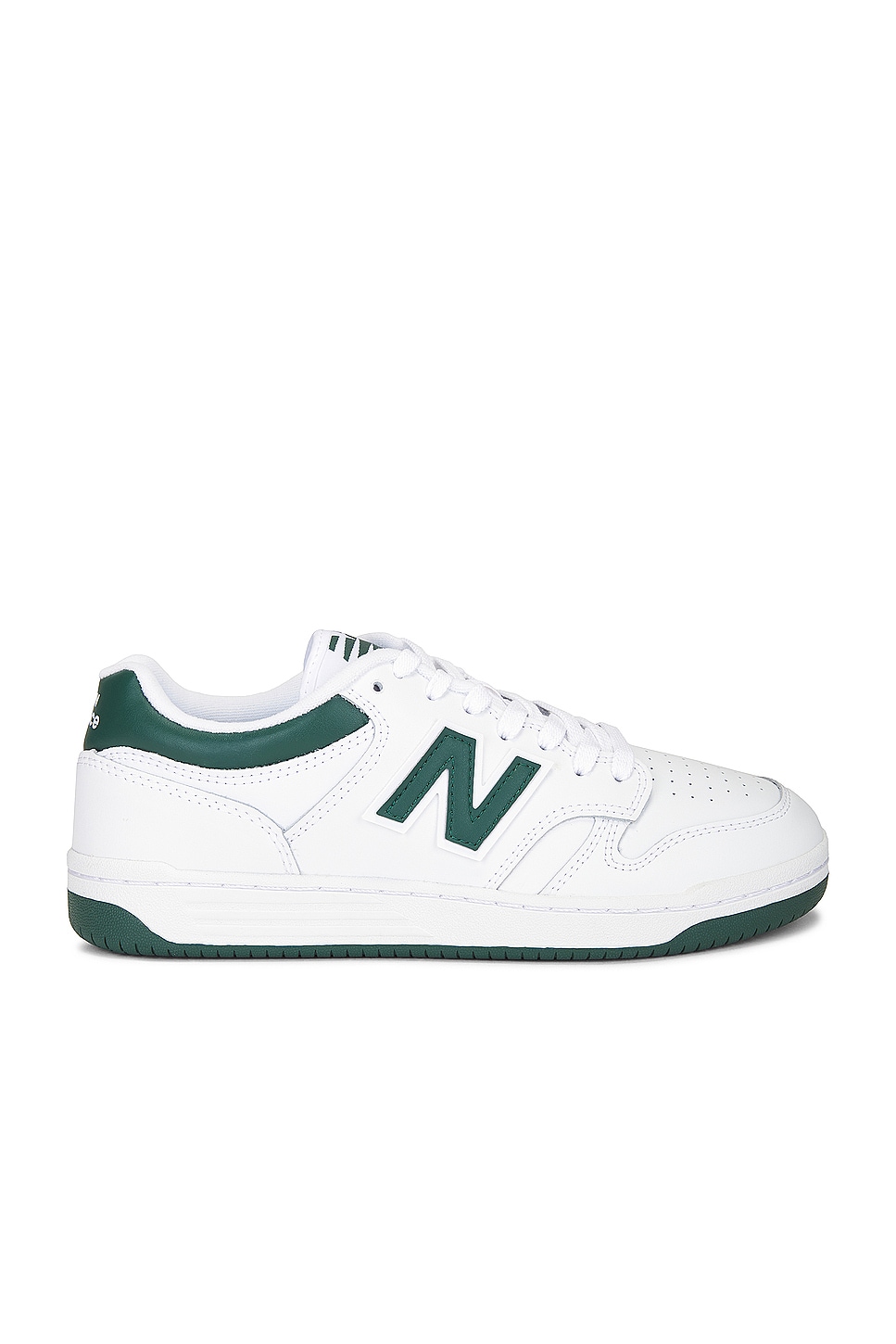 Image 1 of New Balance Bb480 in White, Nightwatch Green, & Light Aluminum
