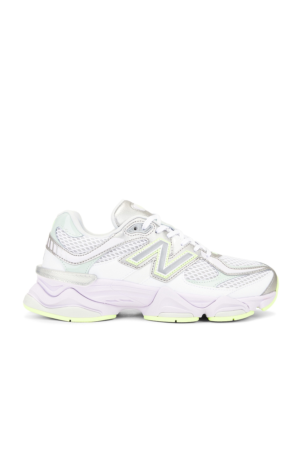 Image 1 of New Balance 9060 in White, Silver Metallic, Taro, & Clay Ash