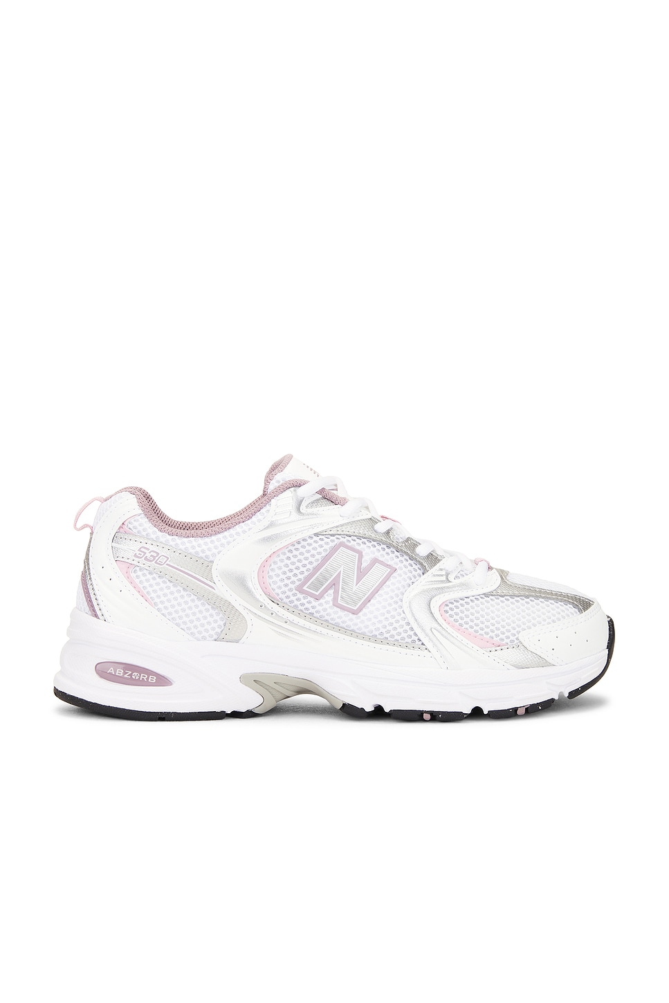 Image 1 of New Balance 530 in White, Silver Metallic, Ice Wine, & Mid Century Pink