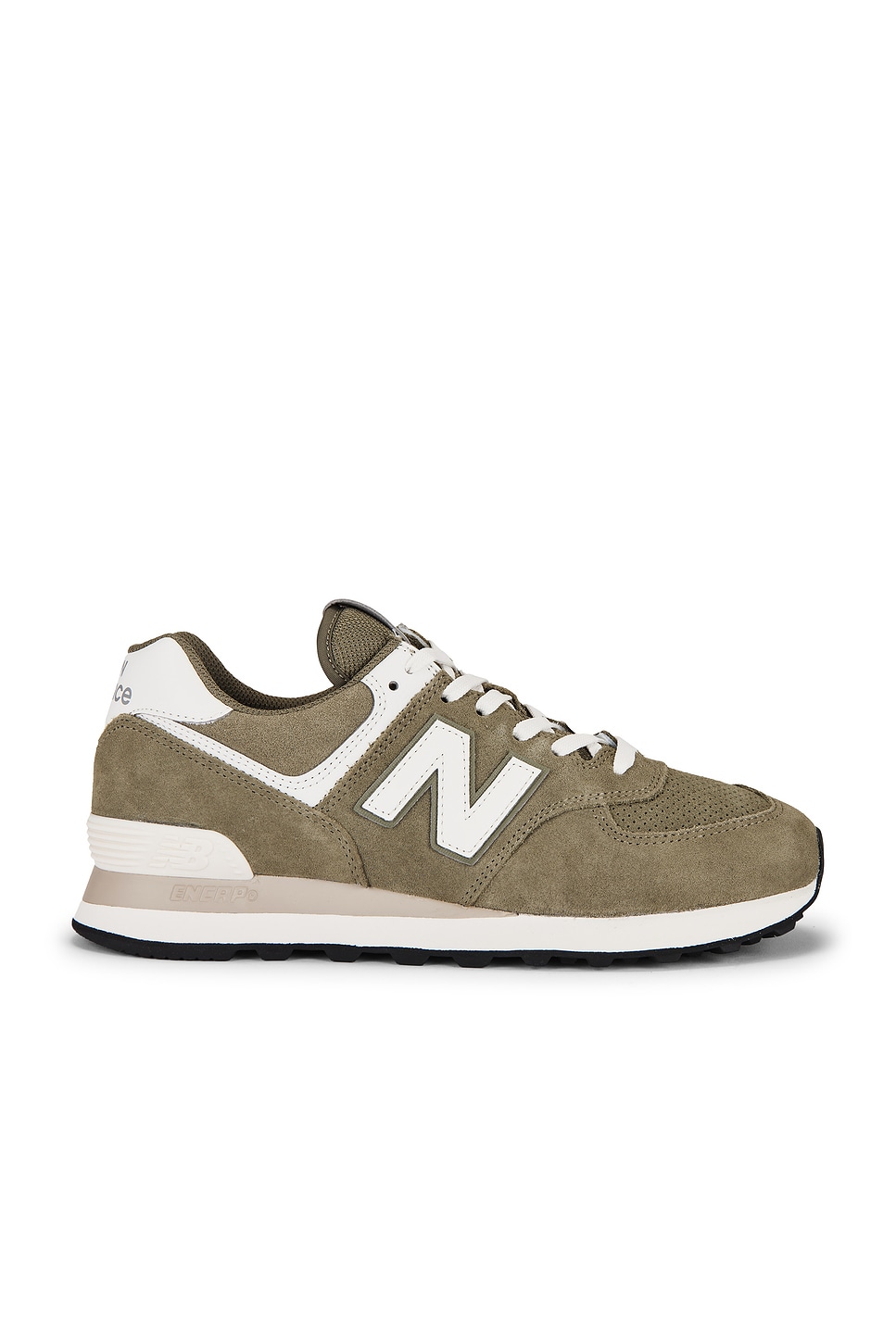 Image 1 of New Balance 574 Sneakers in Dark Olivine & Sea Salt