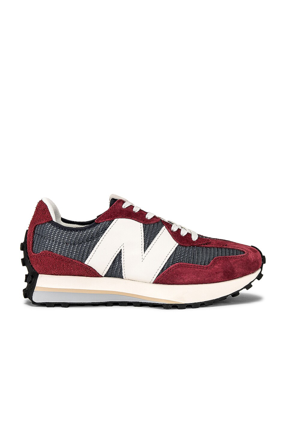 New Balance 327 in Navy & Scarlet | FWRD