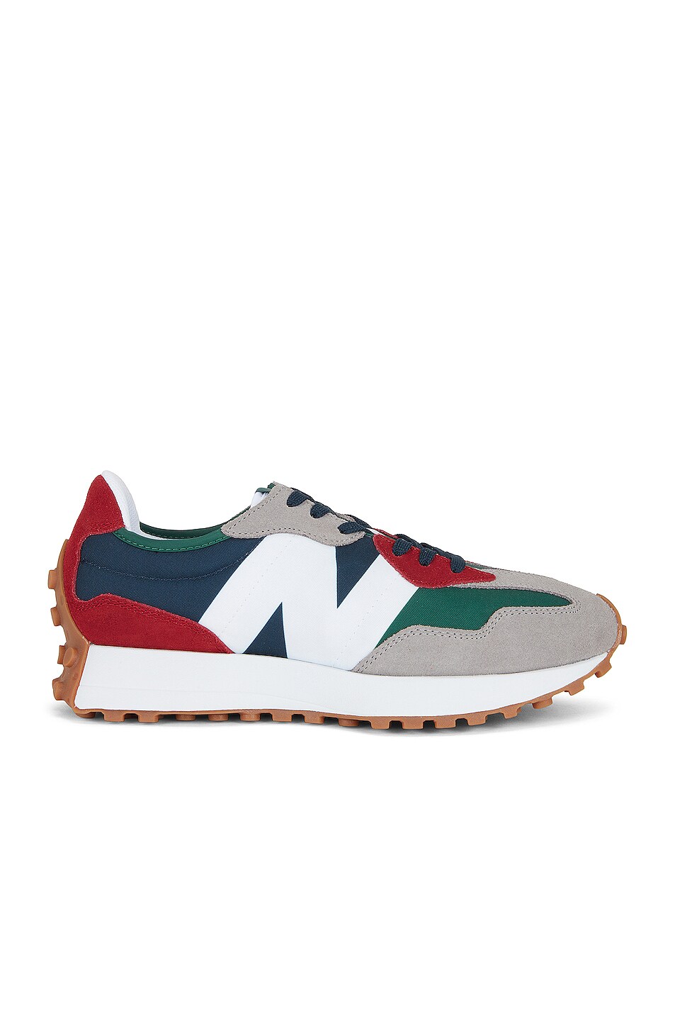 Image 1 of New Balance 327 in Navy, Green & Team Red