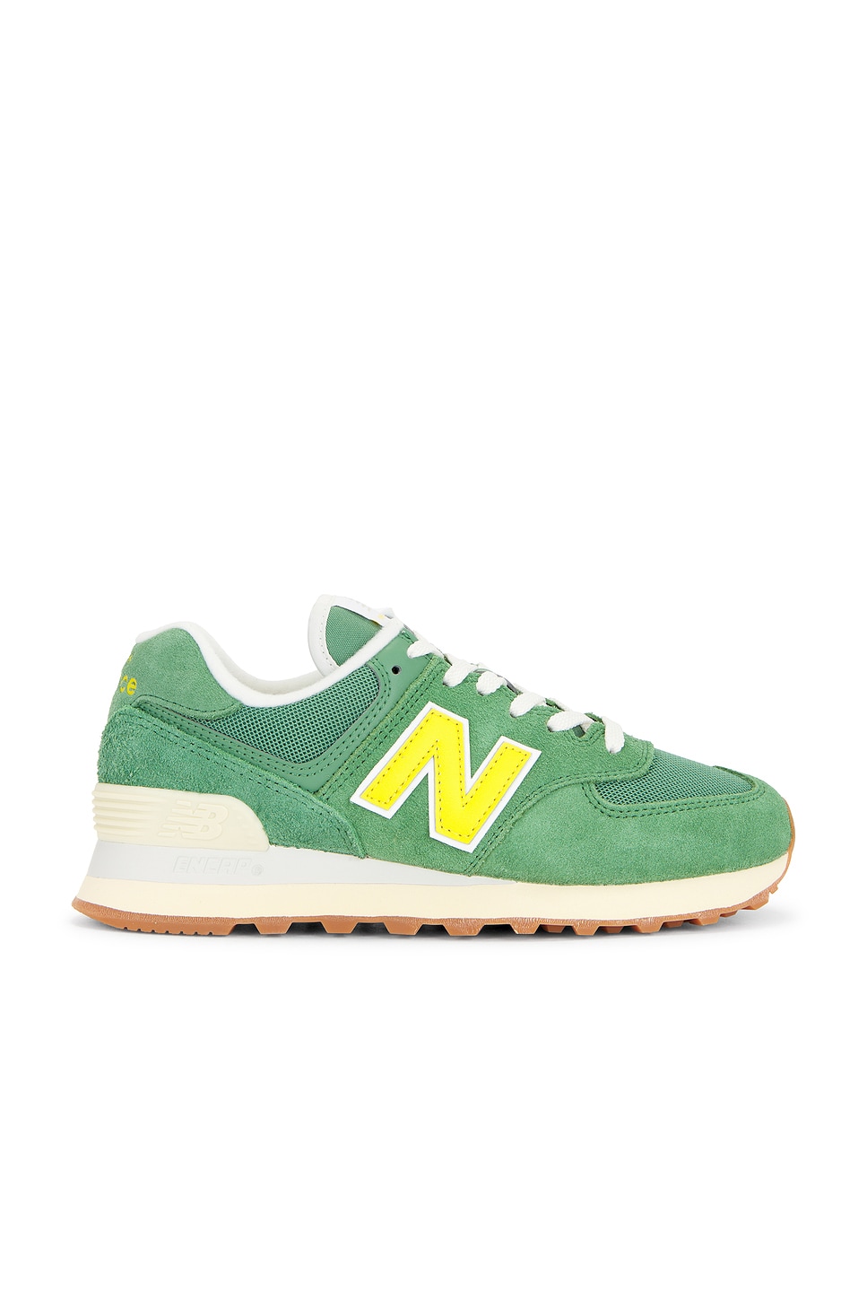 Image 1 of New Balance 574 Sneaker in Mallard Green, Ginger Lemon, & Sea Salt