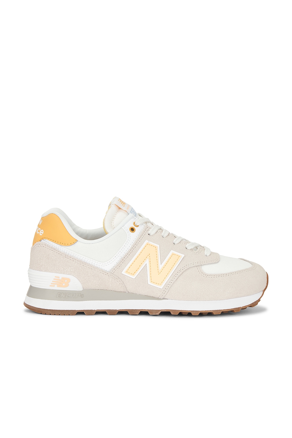 Image 1 of New Balance 574 Sneaker in Timberwolf & Alpha Orange