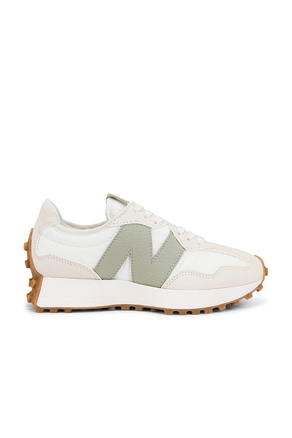 Image 1 of New Balance 327 Sneaker in Linen, Sea Salt, & Olivine