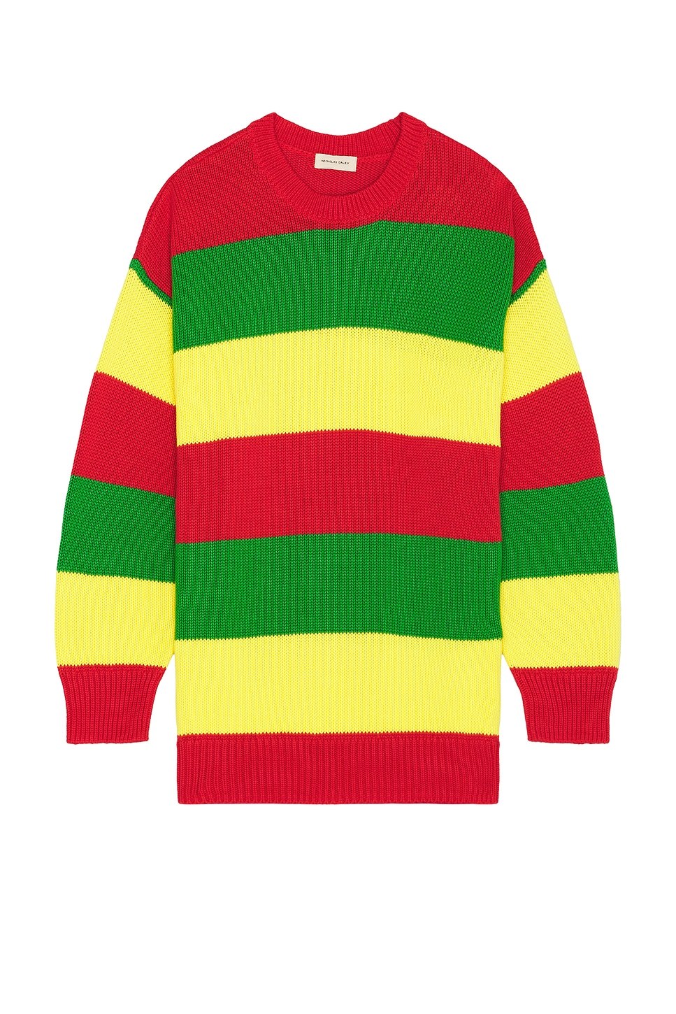 Image 1 of Nicholas Daley Slygo Stripe Crew Neck Sweater in Red, Green, & Yellow