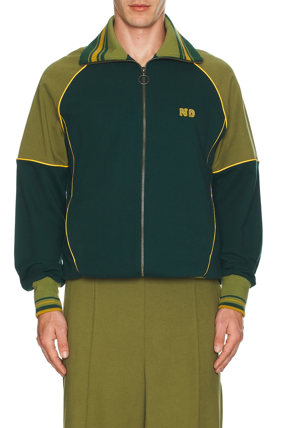 Image 1 of Nicholas Daley Track Jacket in Bottle Green & Army Green