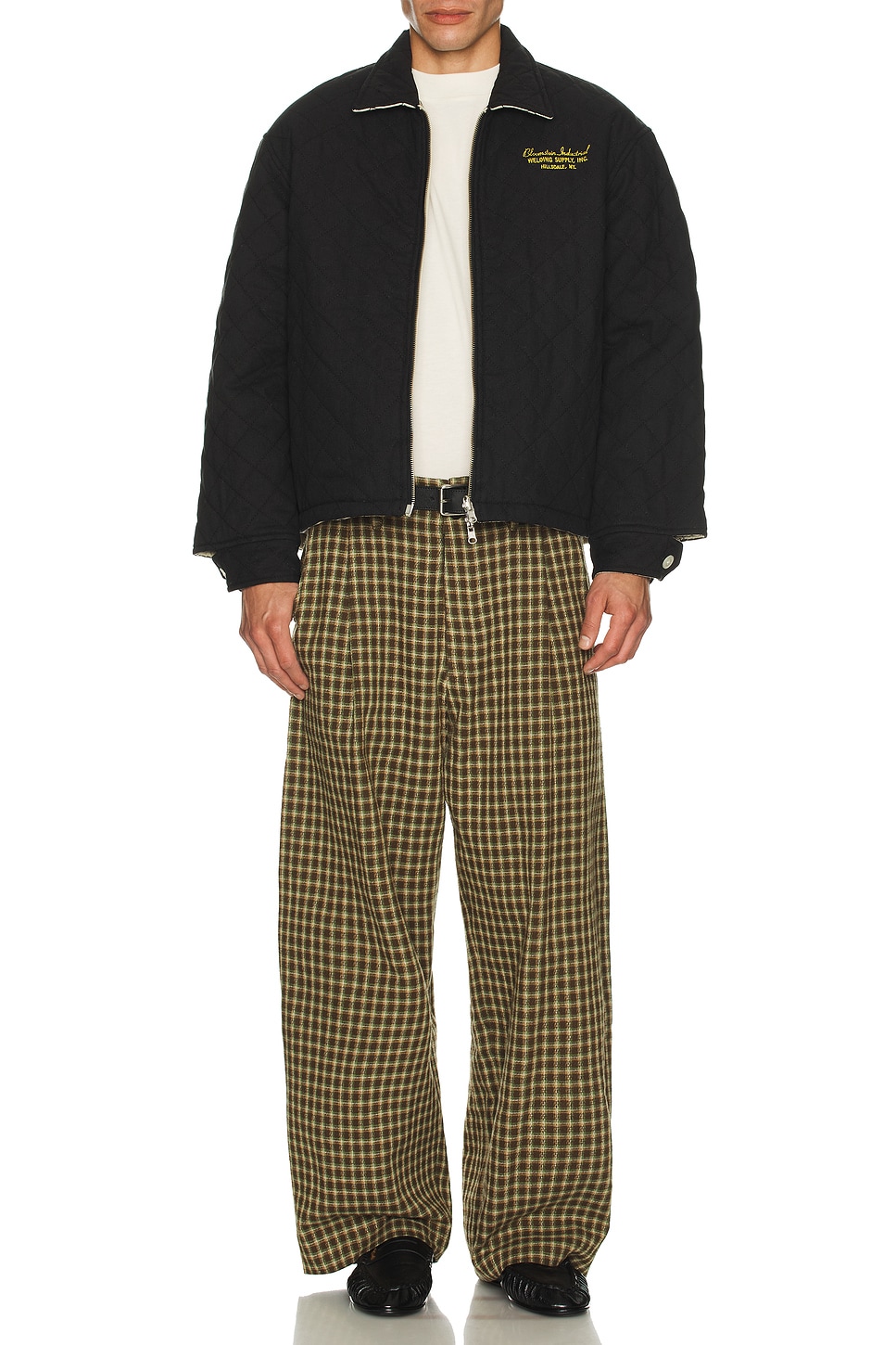 Image 1 of Nicholas Daley Wide Leg Pleated Trousers in Brown Check