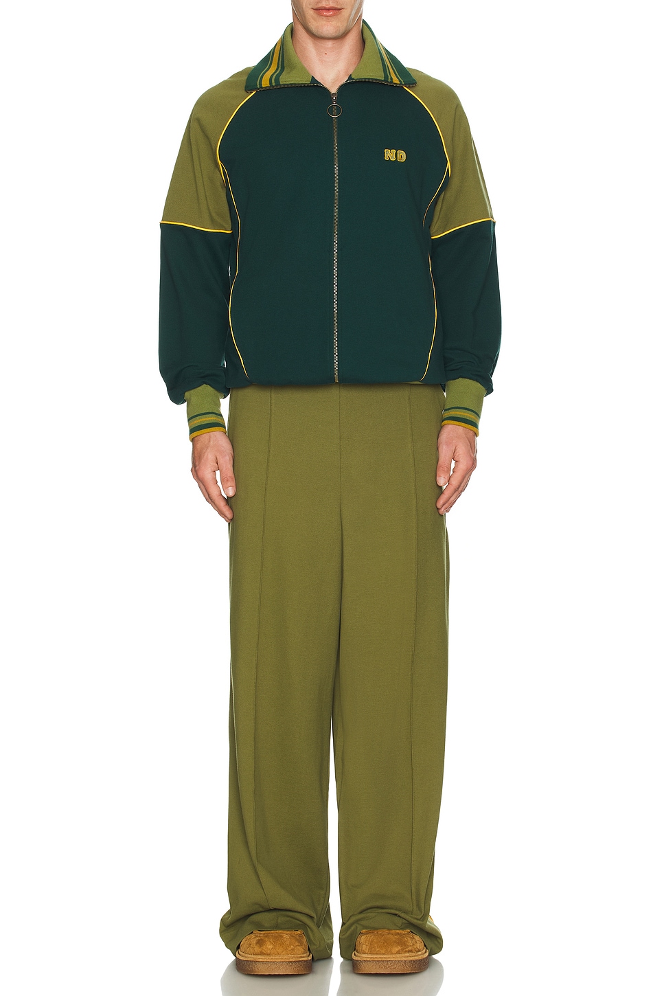 Image 1 of Nicholas Daley Wide Leg Track Pants in Army Green