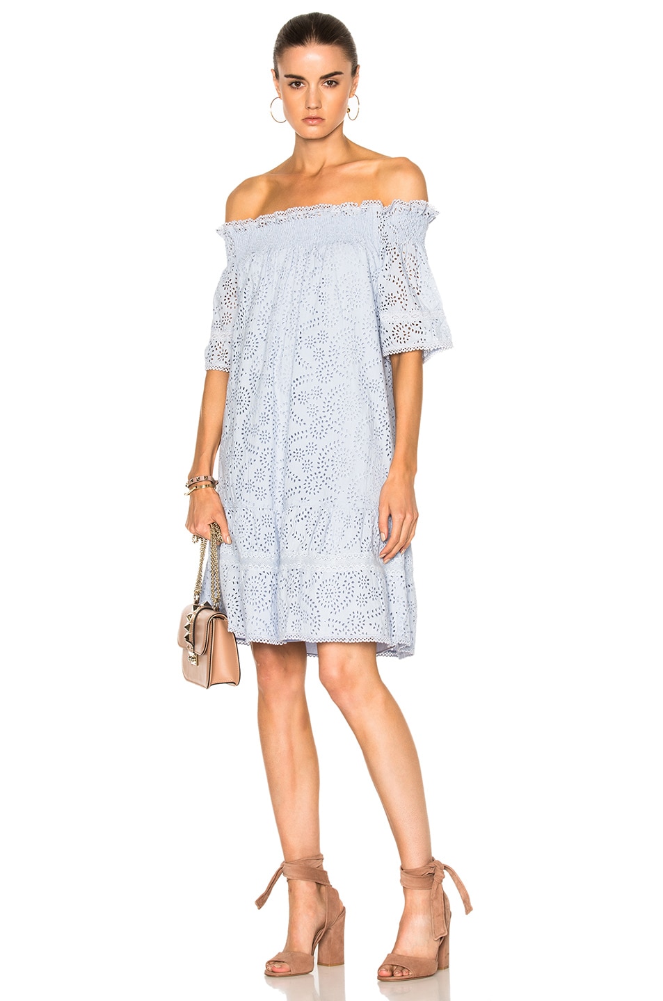 Image 1 of Needle & Thread Off the Shoulder Dress in Dust Blue