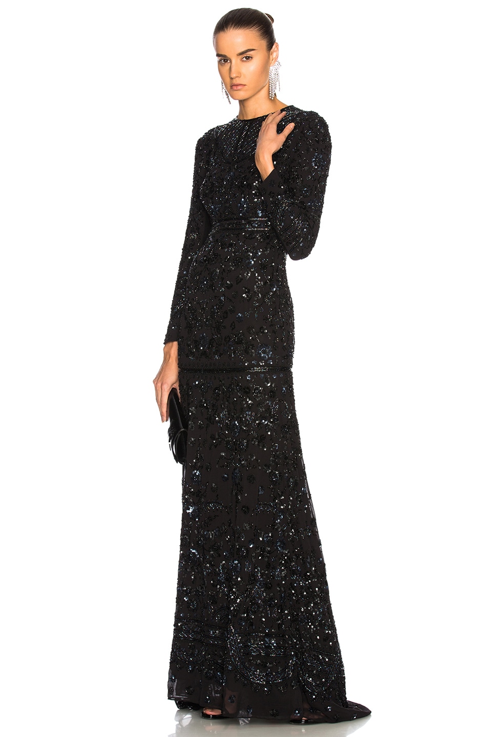 Image 1 of Needle & Thread Midnight Lace Gown in Black