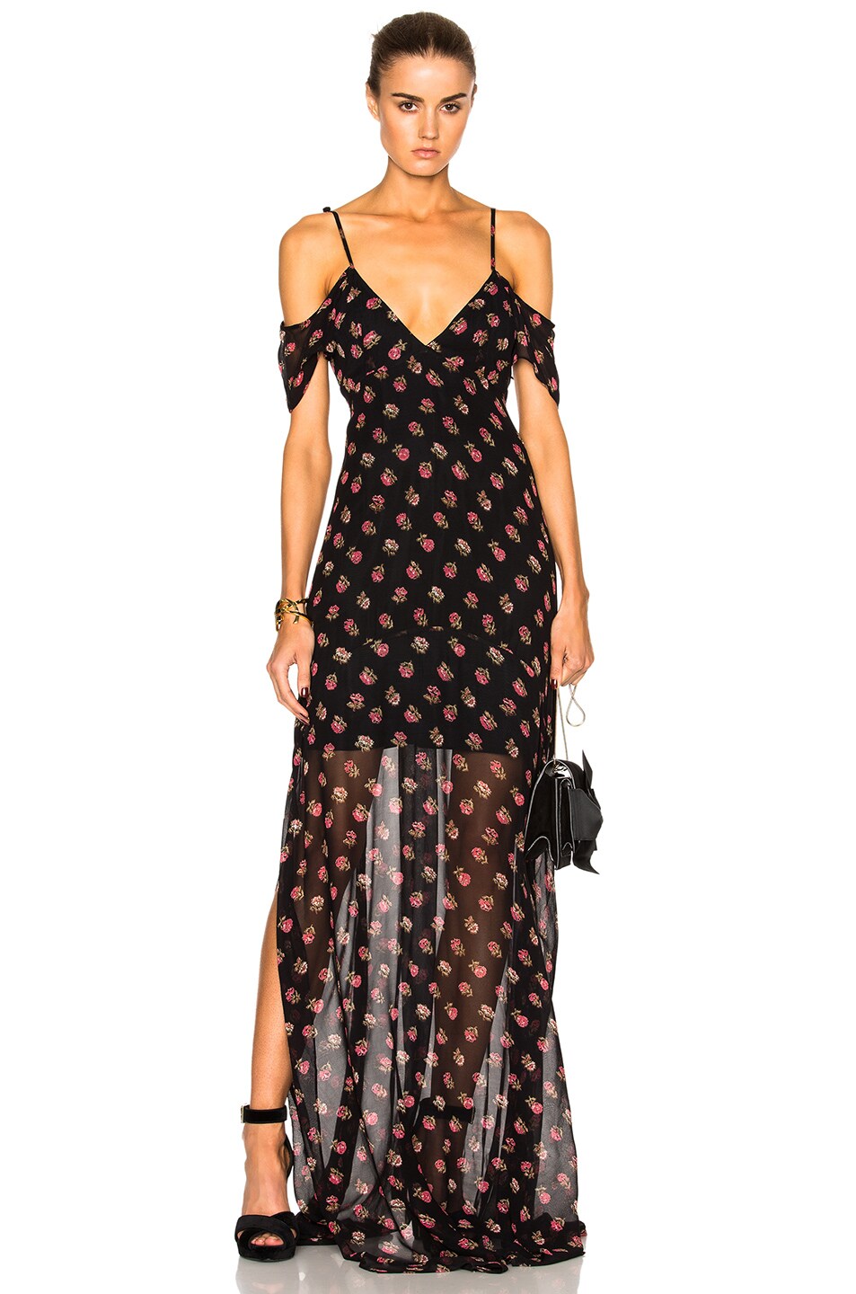 Image 1 of Needle & Thread Prairie Ditsy Maxi Dress in Black & Pink